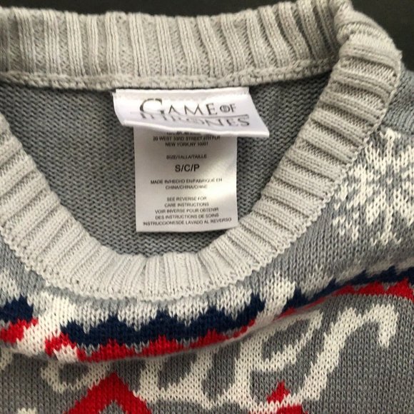 WOMENS Game Of Thrones Winter Wolf Fair Isle Sweater Sz SMALL S - Picture 6 of 7